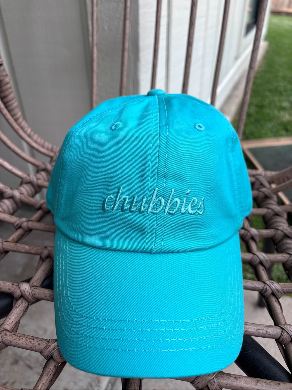 chubbies Bright Turquoise Script Logo Hat
